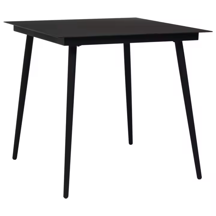 vidaXL Mesa de comedor de jardín acero y vidrio negra en dimensiones 80 x 80 x 74 cm/150 x 80 x 74 cm | estructura resistente ideal para salón dormitorio o estudio - 1