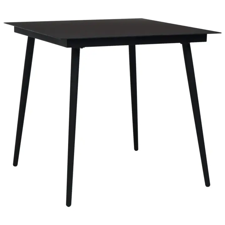 vidaXL Mesa de comedor de jardín acero y vidrio negra en dimensiones 80 x 80 x 74 cm/150 x 80 x 74 cm | estructura resistente ideal para salón dormitorio o estudio - 1