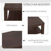 Homcom Mesa de Centro Mesita Café Mueble Salón Comedor Mesa Auxiliar Madera de 2 Niveles Mesa para Sofá Sala de Estar 90x45x40.5cm Nogal - details 5