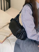 Bolso De Hombro Retro Negro Para Mujer Estilo Punk Motociclista Bolso De Mano PU Con Forro De Poliéster Bolsa De Commuting - details 4