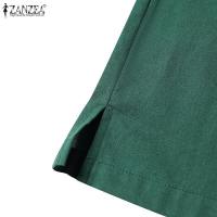 Vestido ZANZEA De Verano 2024 Sin Mangas Elegante Para Mujer Color Sólido Vestido De Playa Y Oficina Largo De Rodilla Estilo Casual - details 19
