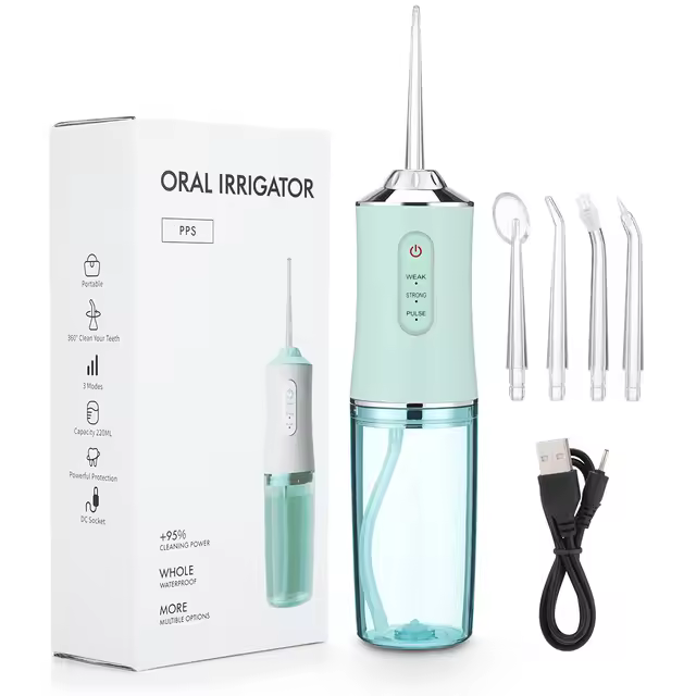 Irrigador Dental con 4 Boquillas Limpieza de los Dientes Bucal de Viaje Oral Limpieza Completa de tu Boca de 3 Intensidades Envio desde España - 1