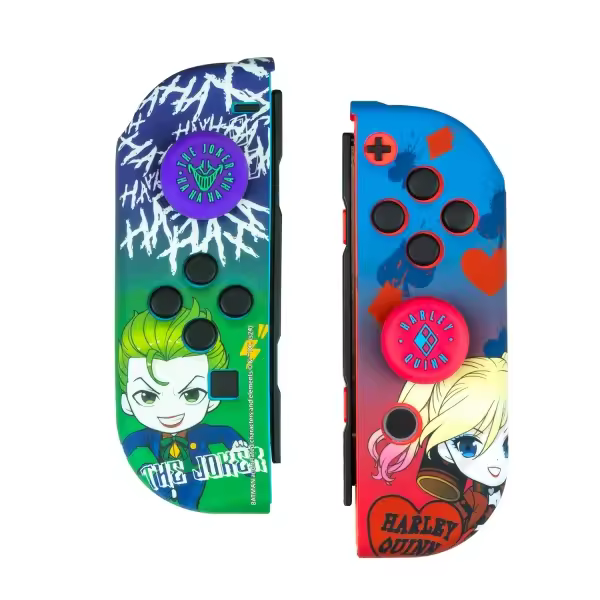 Fr-tec joker & harley quinn pack para mando nintendo switch de carcasa rigida + grips - mejora el agarre y la sensacion de tacto - 1