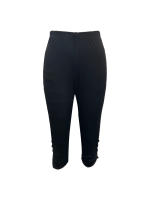 Leggings De Moda Para Mujeres Cintura Alta Ajustados Yoga Casual Color Sólido Con Botón Y Abertura Lateral Mid-calf Polyester - details 4