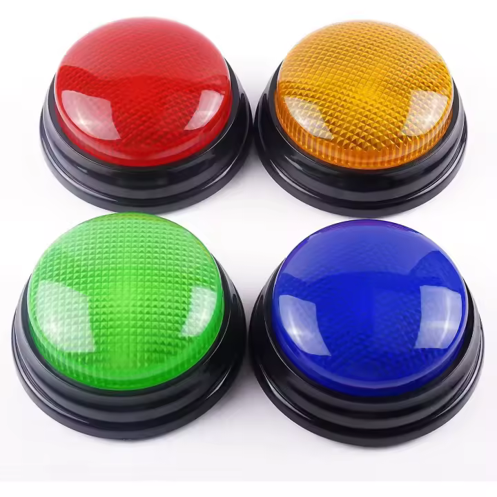 Paquete de 4 timbres de juego: timbre de pelea familiar con luces y sonidos, timbres de respuesta para aula, cuestionarios y fiestas. - 1