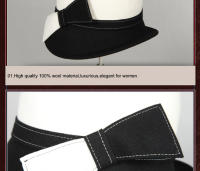 Gorro De Paja Blanca Ancha Para Mujer Gorro Bowler De Lana Acolchada Estilo Fedora Para Fiesta De Té Iglesia Casual - details 11