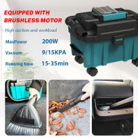 Barredora eléctrica inalámbrica, Aspiradora sin escobillas 15KPA, 10L, Uso húmedo y seco, limpiador de polvo para el hogar y el coche, para batería Makita de 18V (Sin batería) - details 2