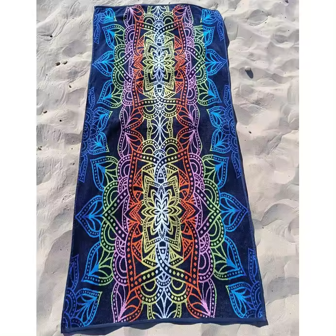 DHESTIA HOME - Toalla de Playa Grande Terciopelo 100% Algodón Mandala Bankot - 1
