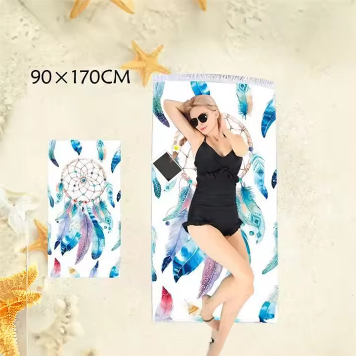 PLUSHOME Toalla de Playa Rectangular 90x170cm de Microfibra Alta Calidad - 1