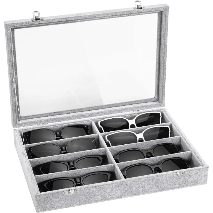 Organizador multibional de Gafas de Sol y Joyas con tapa y Cierres, Gris - 1