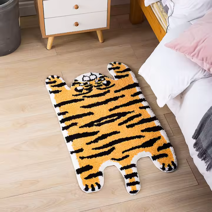 Carpeta De Terciopelo Suave En Forma De Tigre Alfombra Antideslizante Absorbente Para Baño Y Dormitorio Alfombrilla Para Puerta - 1