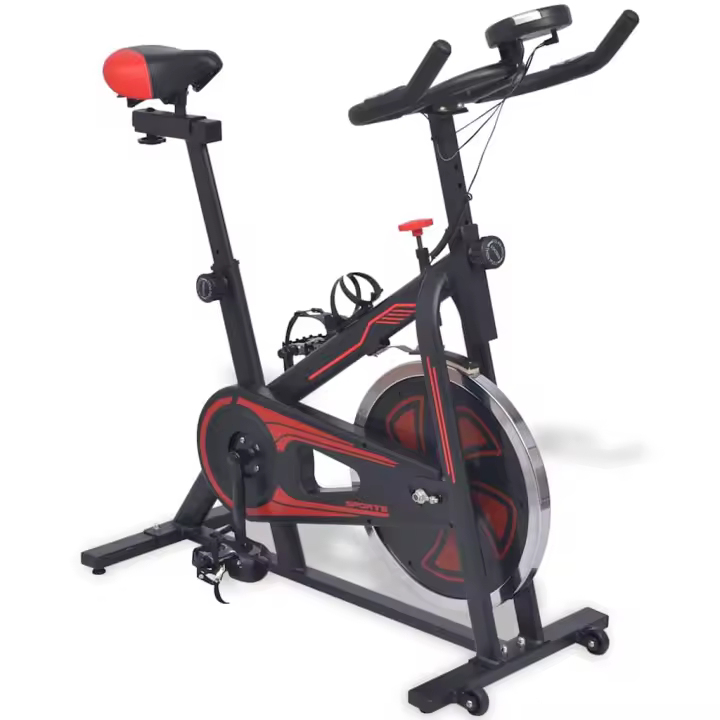 Bicicleta estática con sensores de Pulso Negra y Roja - 1