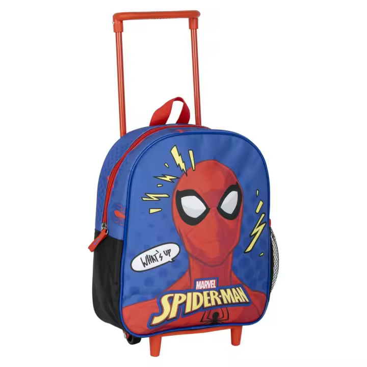 Mochila Escolar Estilo Trolley de Spiderman - Color Azul - 25x10x29 cm - Mochila de Carro Fabricada en Poliéster - Incluye Tacos Antideslizamiento - 1