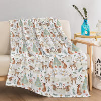 Manta De Tela De Flanela Suave Y Acolchada Con Patrón De Animales De Zoológico En El Bosque Para Sofá Cama Viaje Picnic - details 1