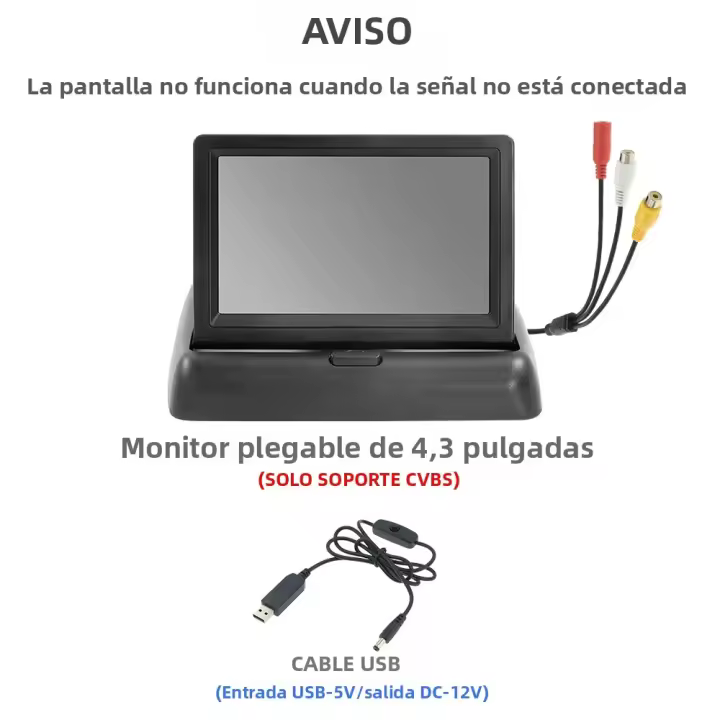 Monitor De Coche KTYDKP Plegable Con Entrada De Video Bidireccional Para Cámara De Retrovisora De Parqueo Y Reversa Pantalla De 4.3 Pulgadas - 1