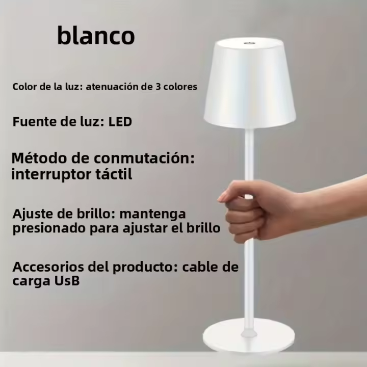 Lámpara De Mesa Recargable Sin Cable Con Sensor De Toque LED Luz Nocturna 3 Niveles De Ajuste Para Decoración De Restaurante Hotel Bar - 1