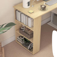 HOMCOM Escritorio Esquinero Giratorio, 120x110 cm, Escritorio en L, Mesa de Escritorio con Estantes, para Oficina en Casa, Estudio, Hogar, Natural y Blanco - details 3