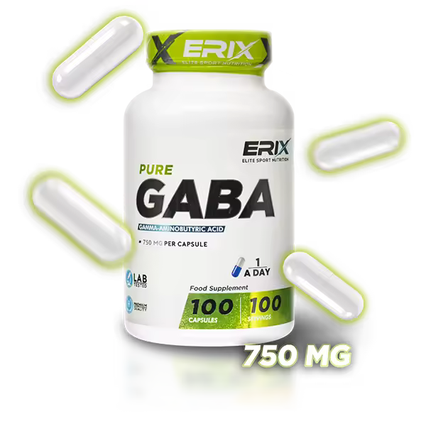 ERIX NUTRICION | GABA 100 CAPS | Ácido Gamma-Aminobutírico | Alivio Anti Estrés | Ayuda con la Privación del Sueño | Disminuye Ansiedad - 1