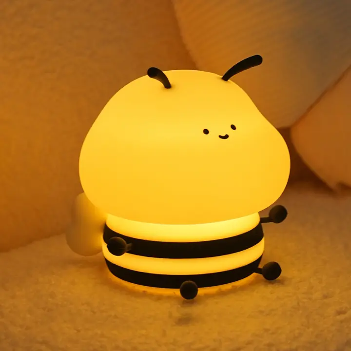 Lámpara Nocturna De Silicona De Abeja Para Niños 7 Colores Táctil Con 3 Niveles De Brillo Regalo Para Bebés Luz De Noche Para Dormitorio - 1