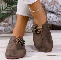 Women's comfortable round toe soft bottom flat shoes, buckle decoration, solid color, casual and breathable, easy to put on and take off, slip-on design - details 7