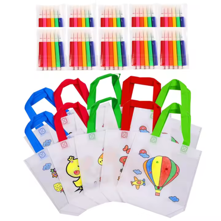 Bolsa De Graffiti DIY Con Marcadores De Colores Para Niños Arte Y Manualidades Juguete De Dibujo No Tóxico Material No Tejido - 1