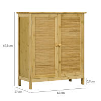 HOMCOM Aparador de Bambú de 2 Puertas, Aparador de Salón Bohemio con 2 Estantes, para Cocina, Entrada, Dormitorio, Natural, 60x27x67,5 cm - details 2