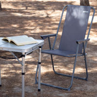 Aktive - Silla plegable camping, color gris, 45x45x90 cm, incorpora topes antivuelco, soporta un peso máx. de 110 kg, estructura acero, tejido poliéster, reposabrazos plástico, sillas plegables de camping, - details 2
