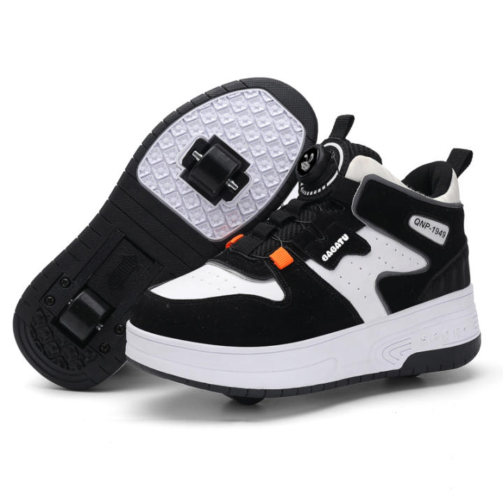 Zapatos De Rodilleras Para Niños Y Niñas Con Dos Ruedas Casual Transversal Talla 31-42 Zapatos De Correr Para Niños Y Adultos Material Superior De Cuero PU