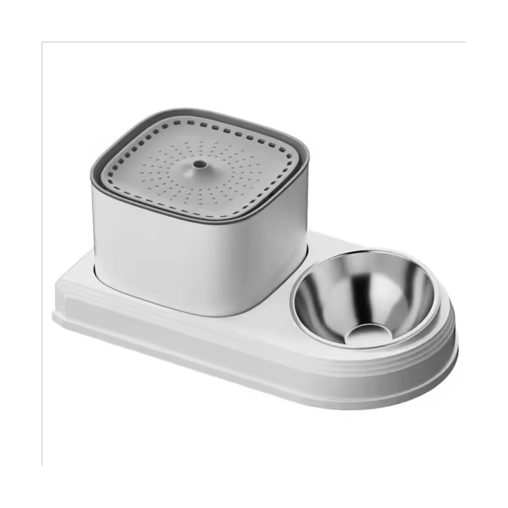 Fuente de Agua Automática para Mascotas 2 en 1 Tazón Alimentador y Bebedor para Gatos con Filtro Recirculado Dispensador de Agua para Mascotas - 1