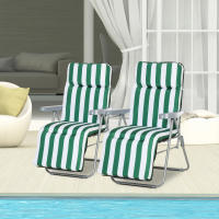Outsunny 2 Tumbonas Plegables de Jardín Sillas de Gravedad Cero de Acero con Cojín Acolchado Respaldo Ajustable en 5 Posiciones y Reposapiés 60x75x66-102 cm - details 1