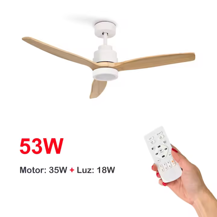 Ventilador de Techo 132cm con Luz LED, 6 Velocidades, Bajo Ruido, Verano/Invierno, con Mando Ostark-LEDUNI - 1