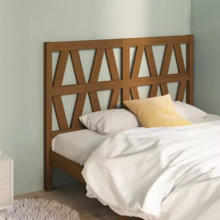 vidaXL Cabecero de cama madera maciza de pino marrón miel 126x4x100 cm - 1