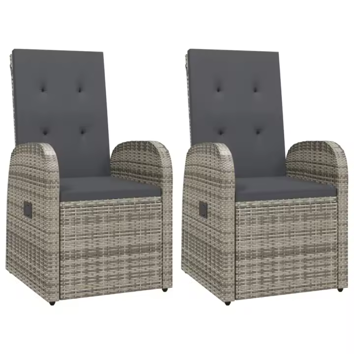Sillones de Jardín reclinables con 2 UDS trinquete PE Gris - 1