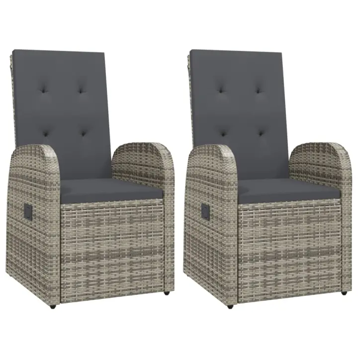 Sillones reclinables de jardín con 2 UDS trinquete PE Gris - 1