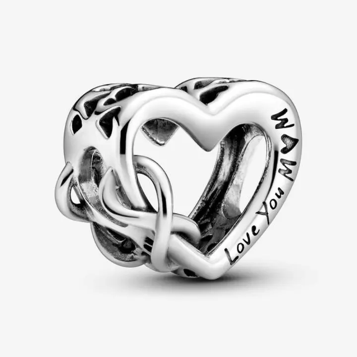 Pandora Charm de Colgante en Plata de Lei Amada Madre Símbolo Eterno En Forma De Corazón 798825 C00,Incluye Caja Original - 1