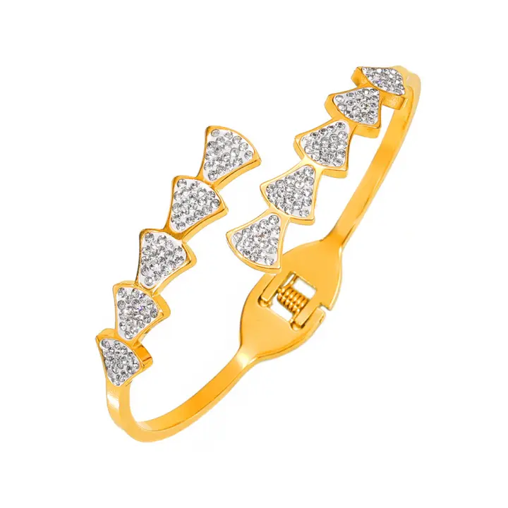 Brazalete de hoja de arce con circonitas abiertas para mujer - 1