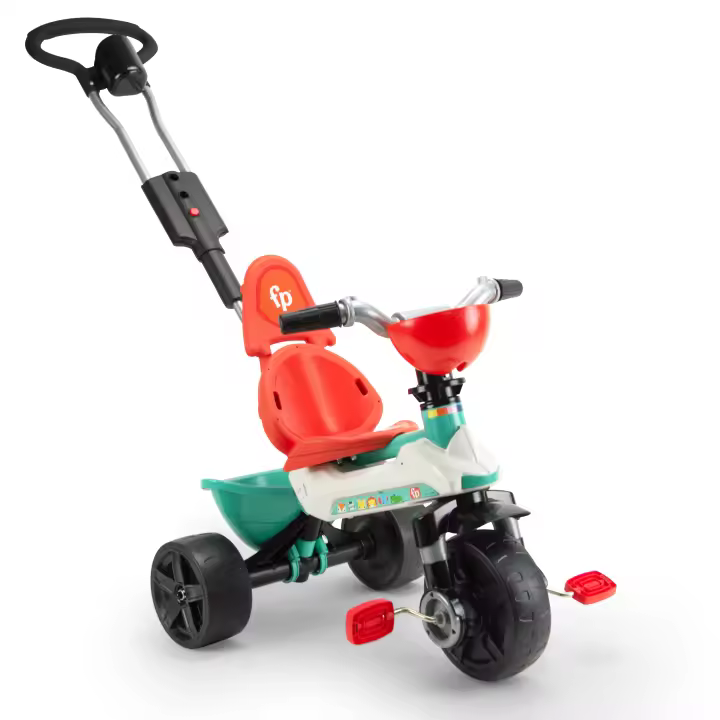 INJUSA - Triciclo Infantil Evolutivo Fisher-Price | Triciclos a Pedales para Niños de 24 a 48 Meses | Mango de Dirección Parental Regulable en Altura | Ruedas con Cubierta de Goma EVA | Cesta Delantera y Trasera | Multicolor | Licencia Fisher-Price - 1