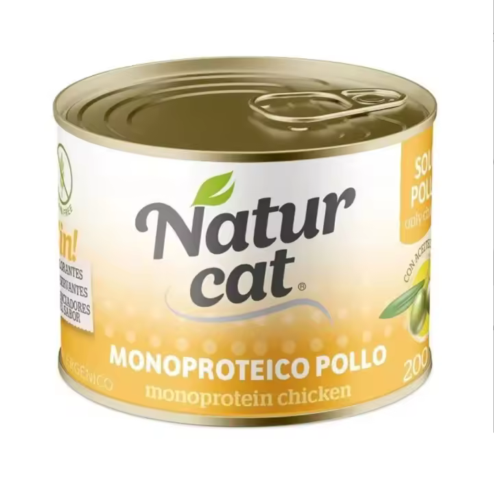 Naturcat Monoproteico Latas para gatitos - 6 Unidades x 200gr - Alimento Húmedo para Gatos - 1