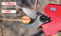 Tijeras de Podar Eléctricas Inalámbricas 1000W 50mm Pantalla LED Tijeras de jardinería recargablescon 2 Baterías de 21V 7500mAh y Cuchilla de Repuesto y Mochila para corte de ramas de frutas - details 1