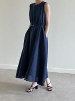 Vestido Largo Vintage De Algodón Y Lino Para Mujer REALEFT Sin Mangas Estilo Casual Suelto Con Cinturones Verano 2025 - details 28