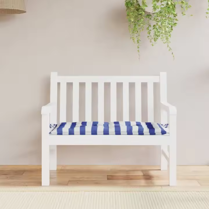 Banco Jardín Oxford de Rayas Azul y Blanco 100x50x7cm - 1