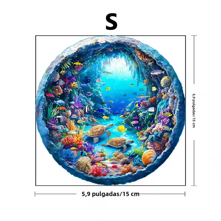 Puzzle De Madera Ocean Wonders Con Formas Únicas De Animales Regalo De Relajación Para Adultos Caja Decorativa Con Arte Exquisito - 1
