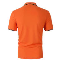 Camisa Polo De Manga Corta Para Hombre 100% Poliéster Estilo Slim Fit Color Sólido Con Logo Moda Verano Transpirable Ropa Superior - details 7