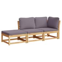 vidaXL Set de muebles para jardín 3 piezas con cojines madera acacia Crema, Gris, Conjunto Terraza Muebles Jardín Exterior Juego de Muebles de jardín Mueble Jardín Exterior Muebles de Salon Exterior - details 0