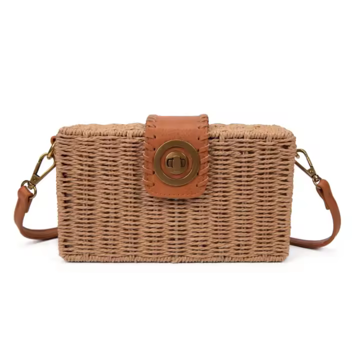 BOLSO BANDOLERA FIBRA DE PAPEL CUADRADO - 1