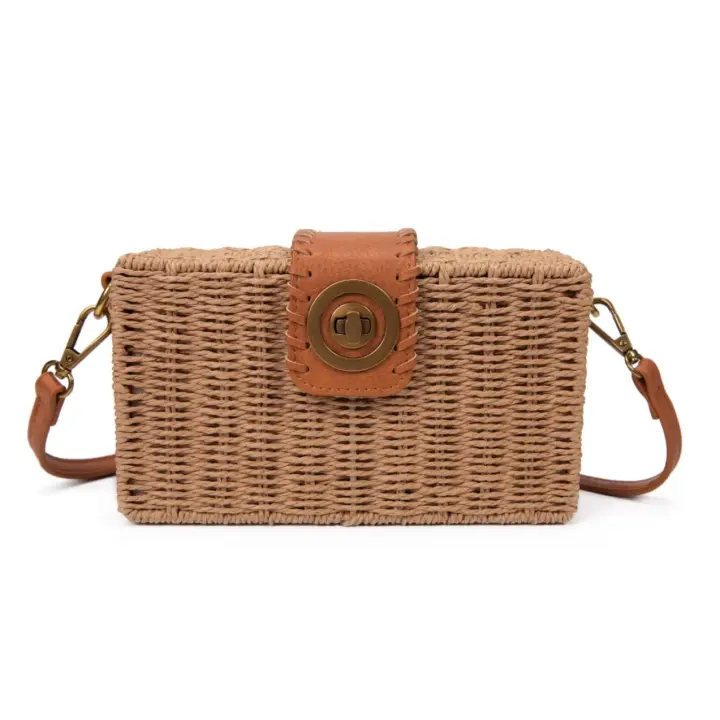 BOLSO BANDOLERA FIBRA DE PAPEL CUADRADO - 1