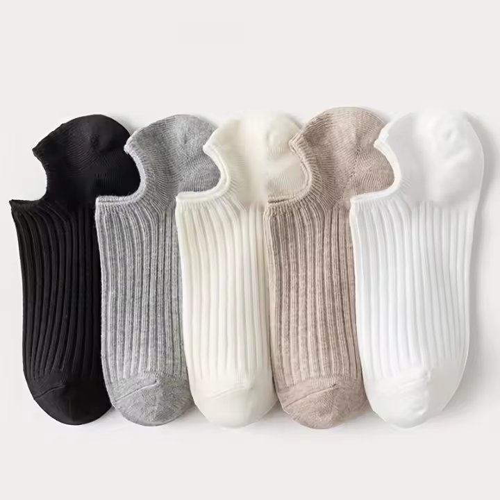 Calcetines De Tobillo Bajo Para Hombres Y Mujeres Calcetines De Barco Sólidos Transpirables Y Cómodos Paquete De 5/10 Pares Negro - 1