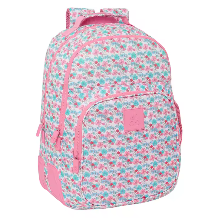 MOCHILA DOBLE ADAPT.CARRO RECICLADO MOOS "FLORES" - 1