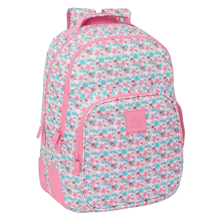 MOCHILA DOBLE ADAPT.CARRO RECICLADO MOOS "FLORES" - 1