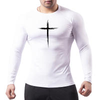 Camiseta De Compresión Para Hombres Con Estampado Cruzado Deportiva Para Gimnasio Correr Y Running Camiseta Básica De Deporte Quick-Drying Polyester Talla Verdadera - details 15